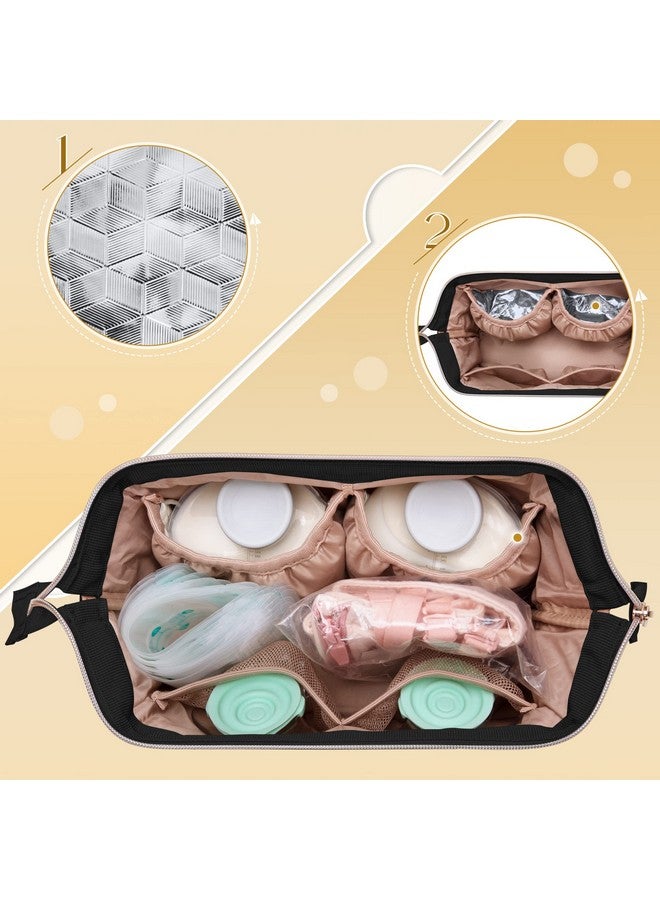 Fasrom Wearable Breast Pump Bag Compatible with Elvie Pumps, Double Layer Pump Carrying Case with Waterproof Mat and Insulated Pockets for Working Moms, Black (Bag Only, Patent Pending) - Image 3