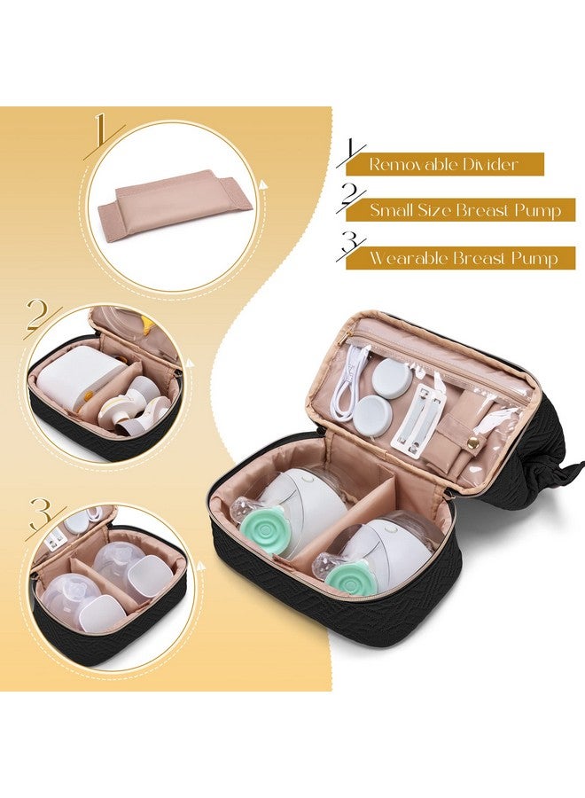 Fasrom Wearable Breast Pump Bag Compatible with Elvie Pumps, Double Layer Pump Carrying Case with Waterproof Mat and Insulated Pockets for Working Moms, Black (Bag Only, Patent Pending) - Image 2