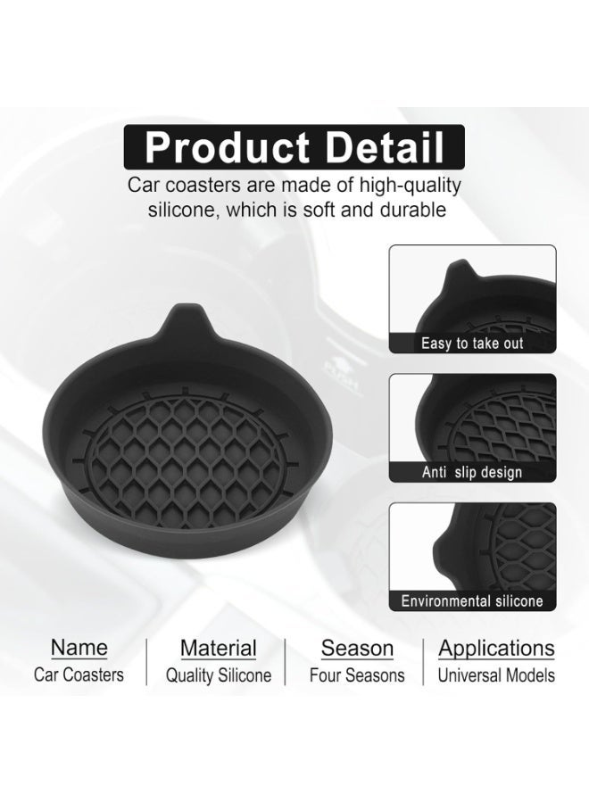 Car Cup Holder Coaster, Silicone Cup Holder Insert, Universal Non-Slip Cup Holders, Car Accessories Interior for Women and Man 4 Pack Black - Image 5