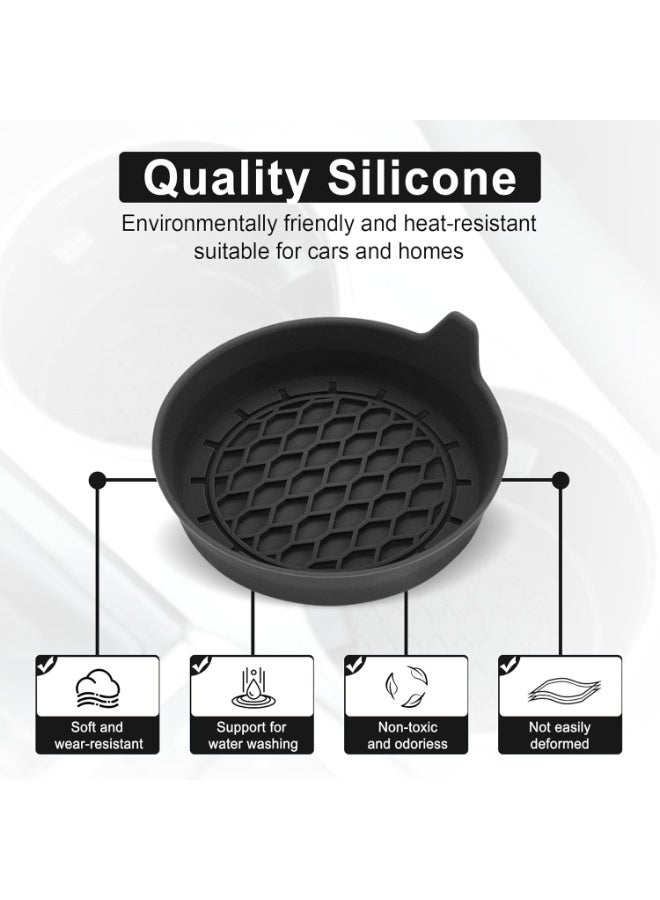 Car Cup Holder Coaster, Silicone Cup Holder Insert, Universal Non-Slip Cup Holders, Car Accessories Interior for Women and Man 4 Pack Black - Image 4