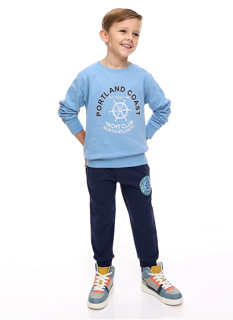 victor and jane Boys' 2-Piece- Sweatshirt and Jogger Sets (2 -8 yrs) Lt Blue - Navy