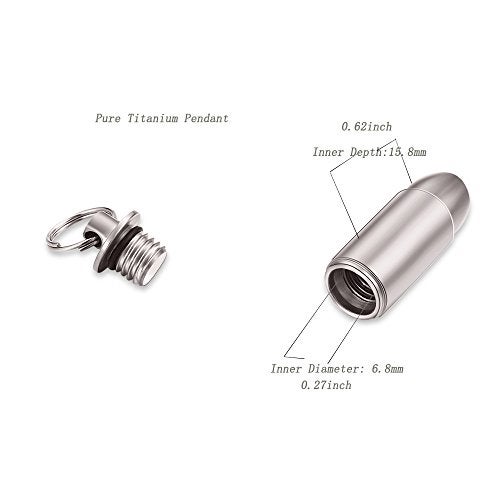 FOSIR Titanium Necklace for Men, Titanium Bullet Pendant Necklace for Men and Women Stainless Steel Rolo Chain - Image 3