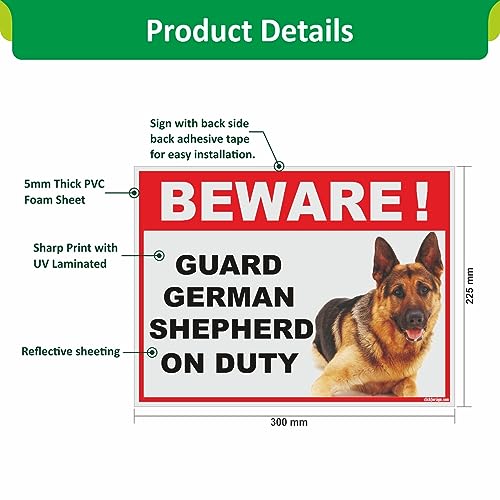 Clickforsign BOD-REF-BIG-SB-5 Beware of Guard Dog German Shepard on Duty Sign - Image 3