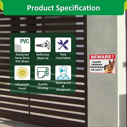 Clickforsign BOD-REF-BIG-SB-5 Beware of Guard Dog German Shepard on Duty Sign - Image 4