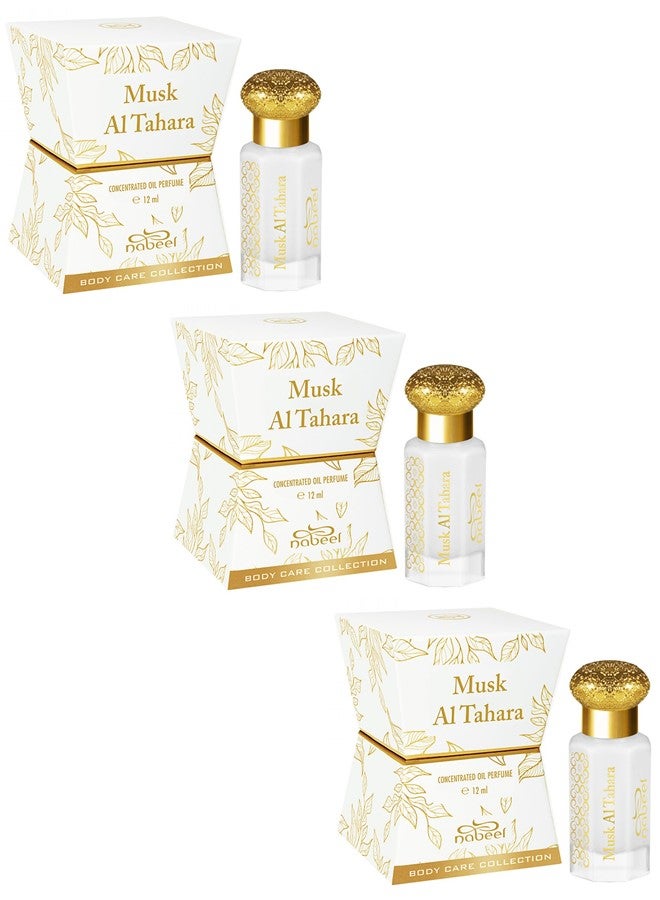 نبيل مجموعة نبيل من 3 قطع مسك الطهارة 12 مل زيت عطري يدوم طويلاً، خالي من الكحول، عطر عربي فاخر - Image 1