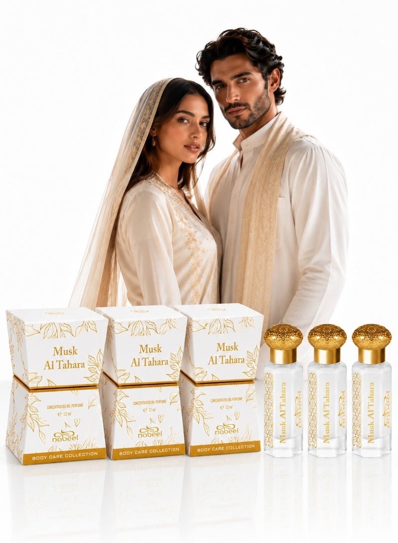 Nabeel Set of 3 Musk Al Tahara 12ML Perfume Oil Long Lasting, Alcohol-Free, Premium Arabian Fragrance - Image 1