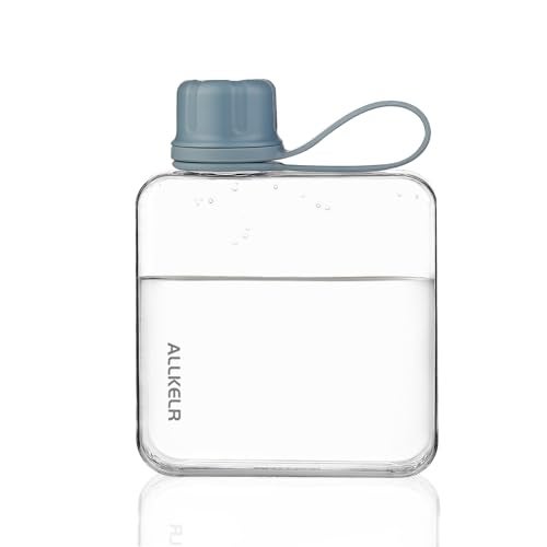 ALLKELR Portable Flat Water Bottle,BPA Free Reusable Tritan Plastic Travel Water Bottle Cup,Lightweight Leakproof Slim Water Bottle Fits Purse,Backpacking, Hiking (Blue, 10.8 oz) - Image 1