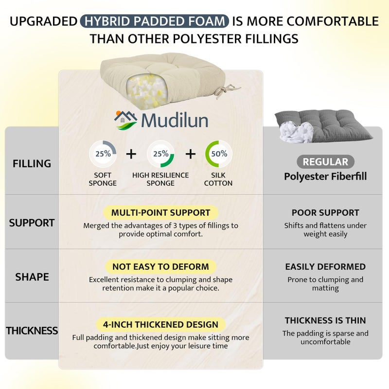 mudilun Rocking Chair Cushion Anti-Slip Tufted High Back Rocking Chair Cushion with Ties and Removable Neck Pillow Rocker Seat Cushions for Bedroom, Living Room, Baby Room, Outdoor Patio Chair - Image 3