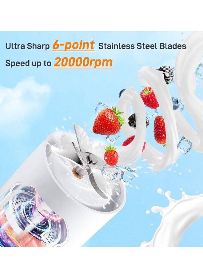 Zeemey - Portable Blender, Owaylon Personal Size Blender for Shakes and Smoothies with 6 Ultra Sharp Blades, 16 Oz Mini Blender USB Rechargeable Magnetic for Travel/Picnic/Office/Gym(White) - Image 1