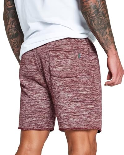 Zengjo Sweat Shorts Men 6 Inch with Pockets Drawstring(Marled Burgundy,L) - Image 2