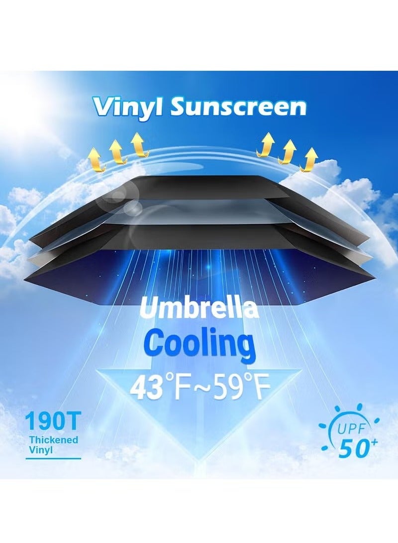 مظلات الأشعة فوق البنفسجية للحماية من الشمس مع مروحة ورذاذ ضباب، مظلة تبريد مع مروحة، مظلة صيفية قابلة لإعادة الشحن للشمس أو المطر، مظلة تكييف هواء، مظلة تبريد 3 في 1 مع عمر بطارية طويل، ضرورية للسف - Image 2
