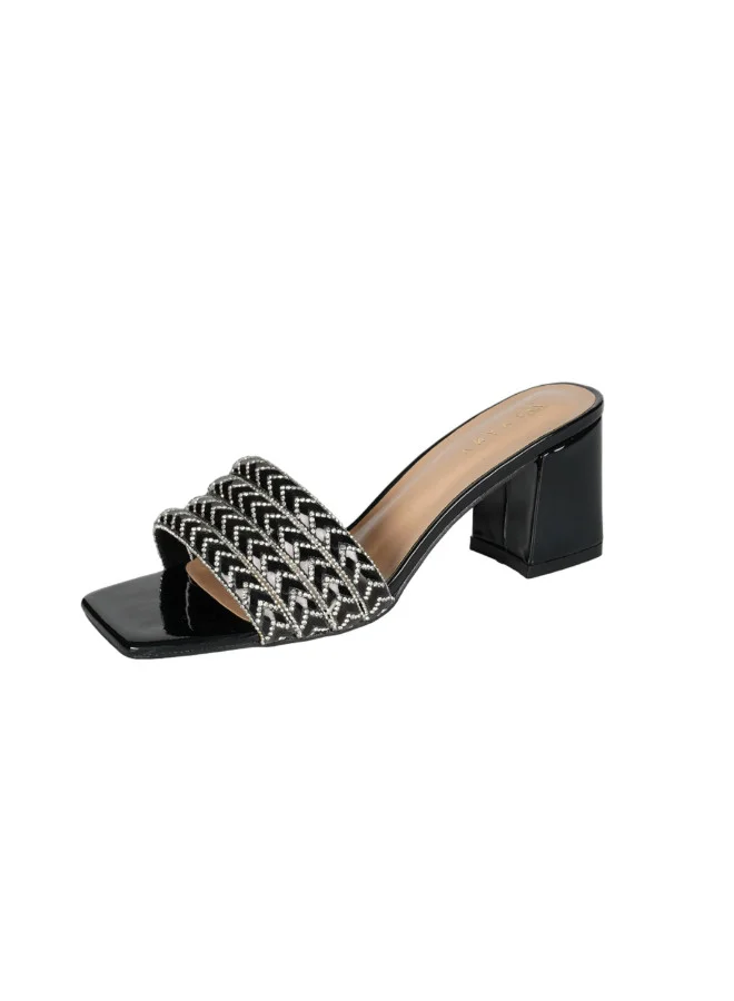 ZAYNA 221-98 Zayna Ladies  Fashion Mid Heel Slip on 3U888-5 Black