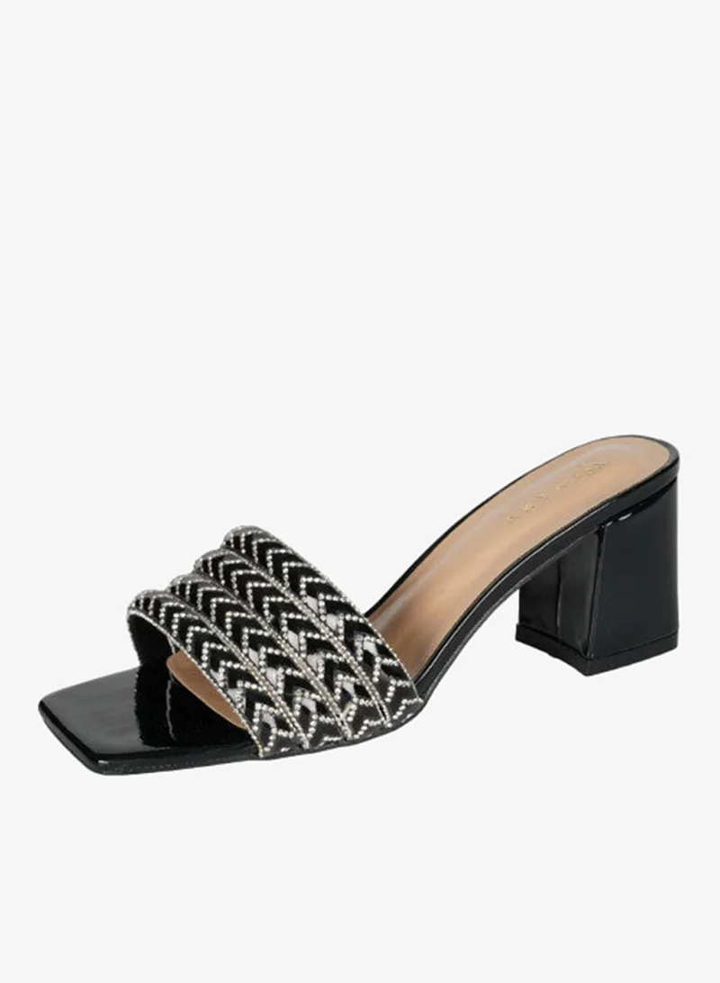 Zayna Black 221-98 Zayna Ladies  Fashion Mid Heel Slip on 3U888-5 Black for Women | Best Price UAE