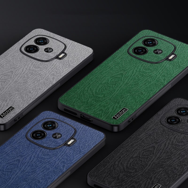 HuHa Case Cover For vivo iQOO Z9 Turbo Tree Bark Leather Shockproof Phone Case(Black) - Image 5
