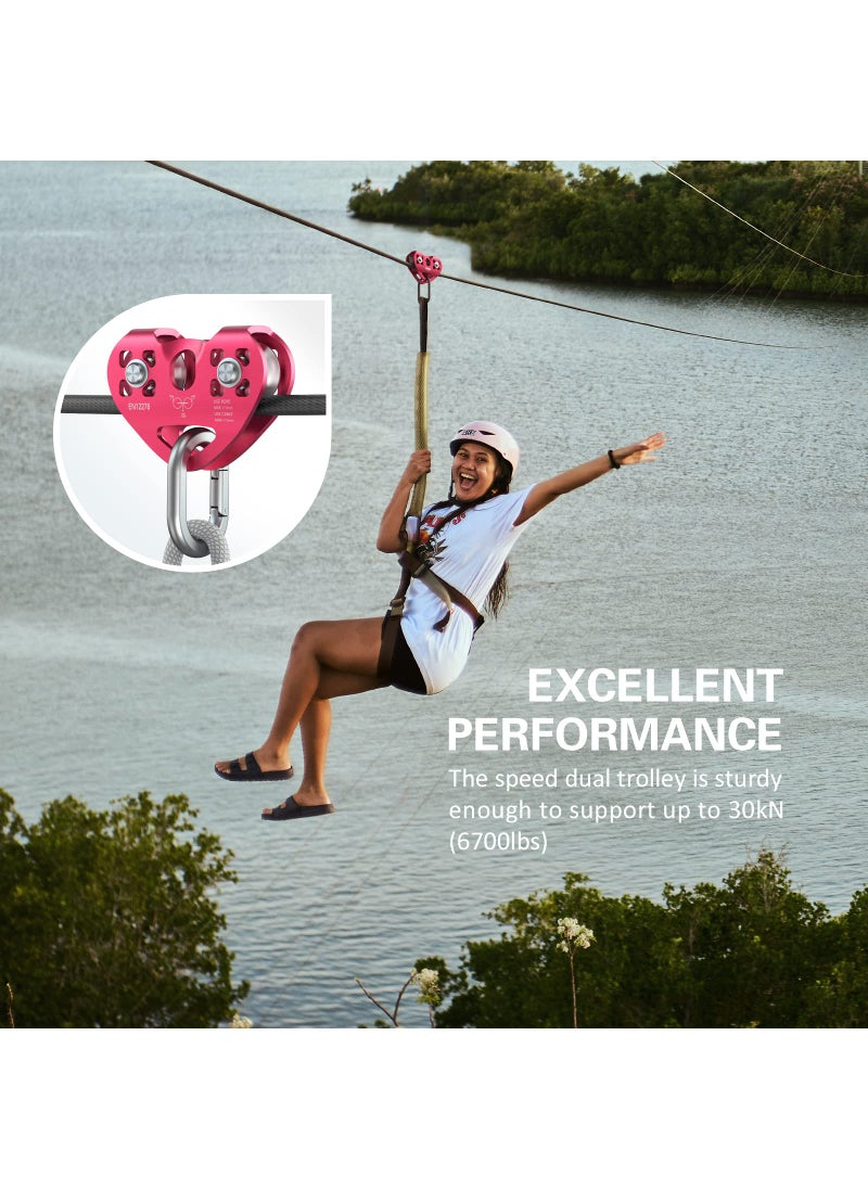 LIXADA Lixada Zipline Pulley 30KN Trolley Rescue for 1/4 5/16 3/8 1/2 Cable Backyard Zipline, Hauling, Rigging and Commercial Purposes,Holds Upto 6700lbs  - Image 3