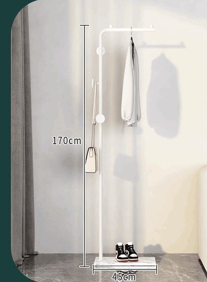 Loquat Space-Saving Metal Coat Rack Freestanding, Coat Hanger Stand With 3 Hooks,Clothing Rack with Natural Marble Base, Modern Coat Stand for Entryway, Living Room,Bedroom, Office (White) - Image 3