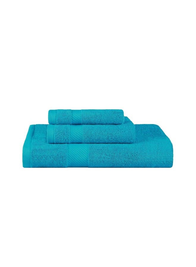 Superior SUPERIOR Kendell 3 Piece Egyptian Cotton Towel Set, Highly-Absorbent, Plush Luxury Towels, Dobby Border, Solid, Face Towel, 13” x 13”, Hand Towel, 16” x 28”, Bath Towel, 27” x 54”, Capri Breeze - Image 1