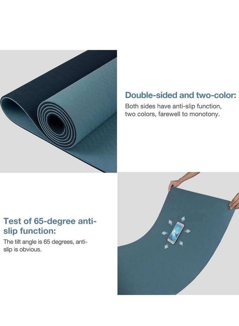 Nariele Yoga Mat, Extra Thick 6MM TPE Fitness Exercise Mat with Carrying Sling  Storage Bag, Workout Mats for Women Men, for Home, Pilates and Floor Exercises - Image 3