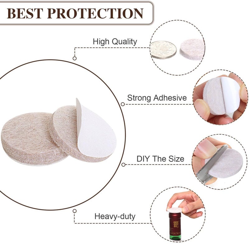 Yelanon Felt Furniture Pads For Hardwood Floors -261 Pcs Premium Floor Protectors For Furniture, Felt Pads For Chair Legs, Beige - Image 3