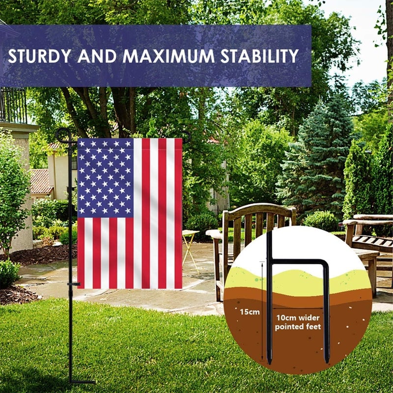 YEAHOME Garden Flag Holder Stand, Premium Yard Flag Holder Weather-Proof Metal Powder-Coated Flagpole with Clip and Stopper for Christmas Garden Flag, Outdoor Garden Decor Decoration - Image 2