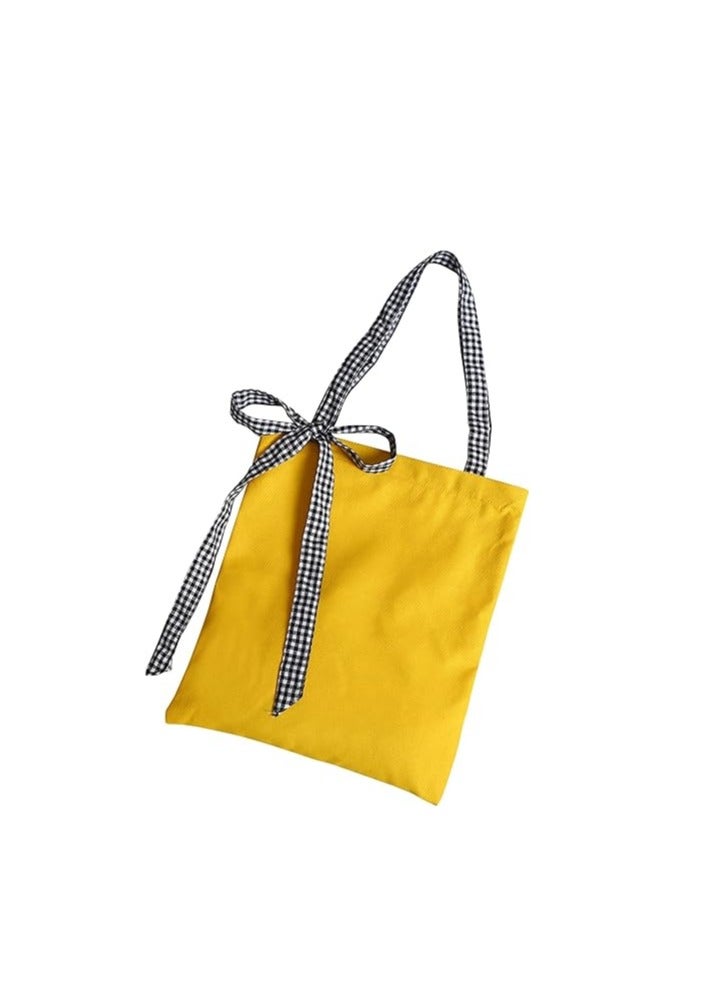 Cute Canvas Tote Bag for Women, Reusable Grocery Bags for Girls with Big Bow, for College Work Shopping Utility Yoga Picnic Travel - Image 1