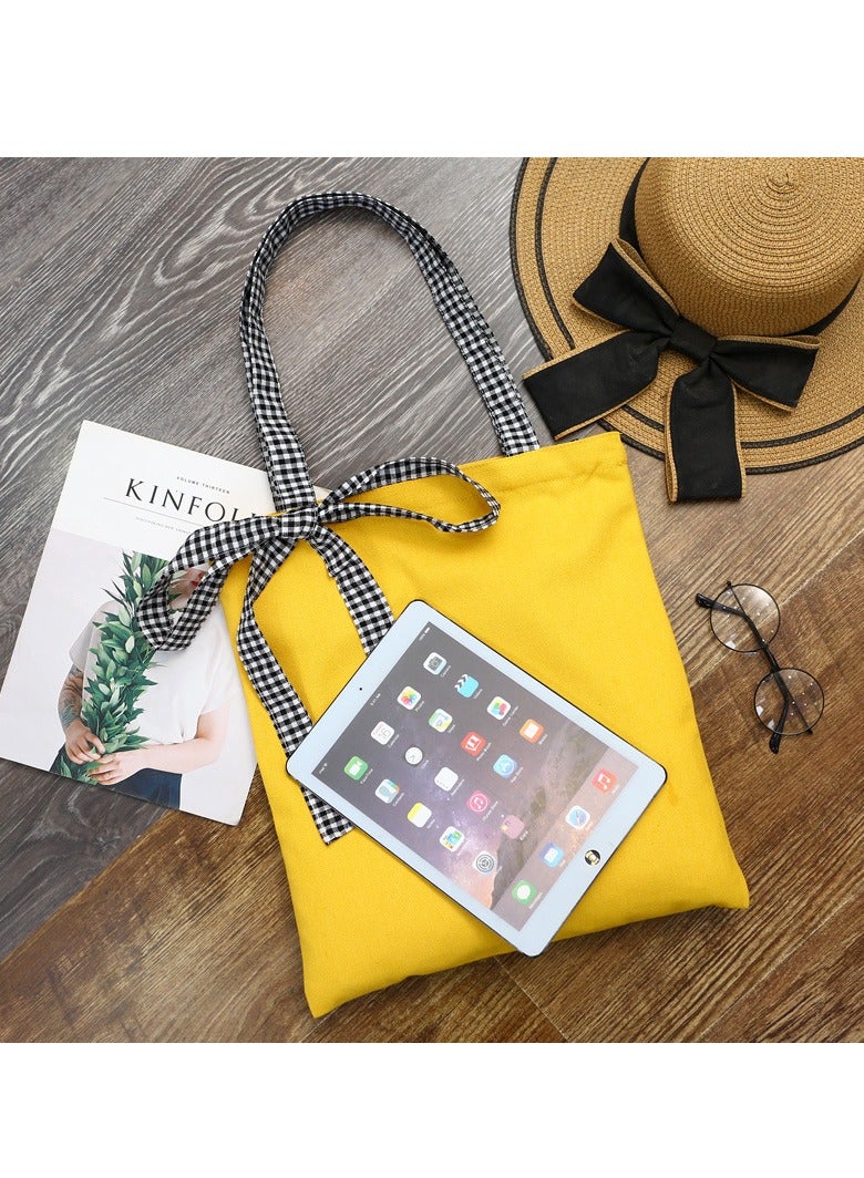Cute Canvas Tote Bag for Women, Reusable Grocery Bags for Girls with Big Bow, for College Work Shopping Utility Yoga Picnic Travel - Image 2