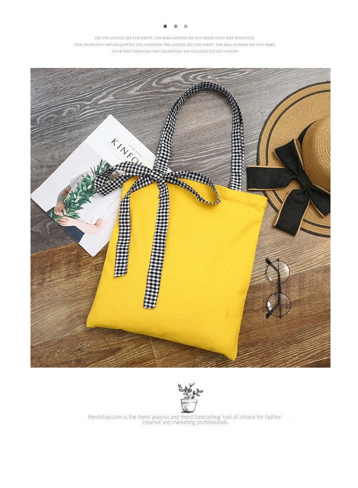 Cute Canvas Tote Bag for Women, Reusable Grocery Bags for Girls with Big Bow, for College Work Shopping Utility Yoga Picnic Travel - Image 4