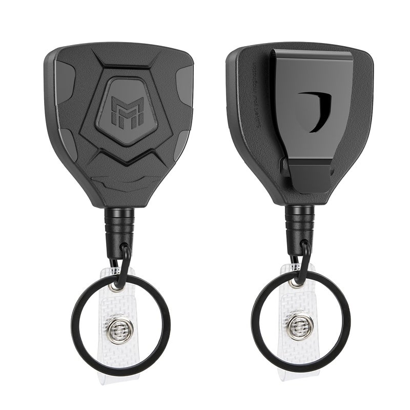 MNGARISTA Heavy Duty Retractable Keychain with Belt Clip, Retractable ID Badge Reel, Retractable Badge Holder with 31.5” Steel Cord and Key Ring, 9.0oz, 2-Pack - Image 1