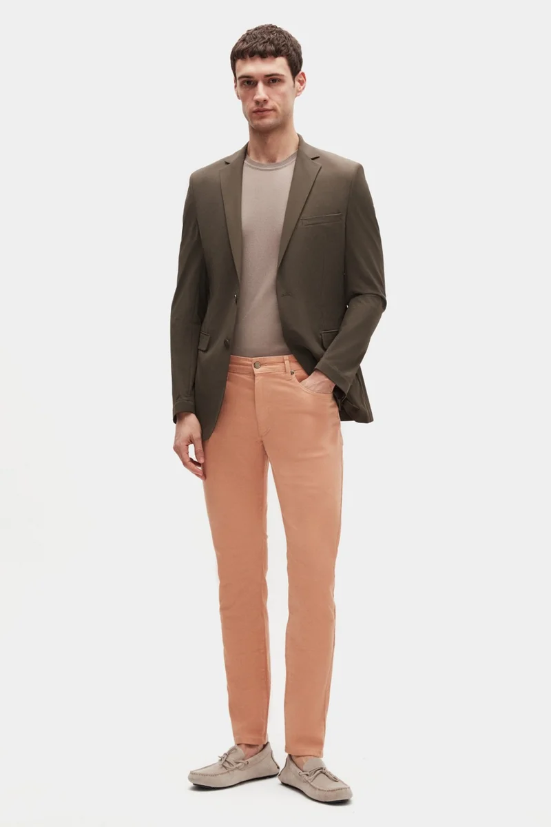 D'S DAMAT Ds Damat Slim Fit Khaki Striped Fabric Jacket