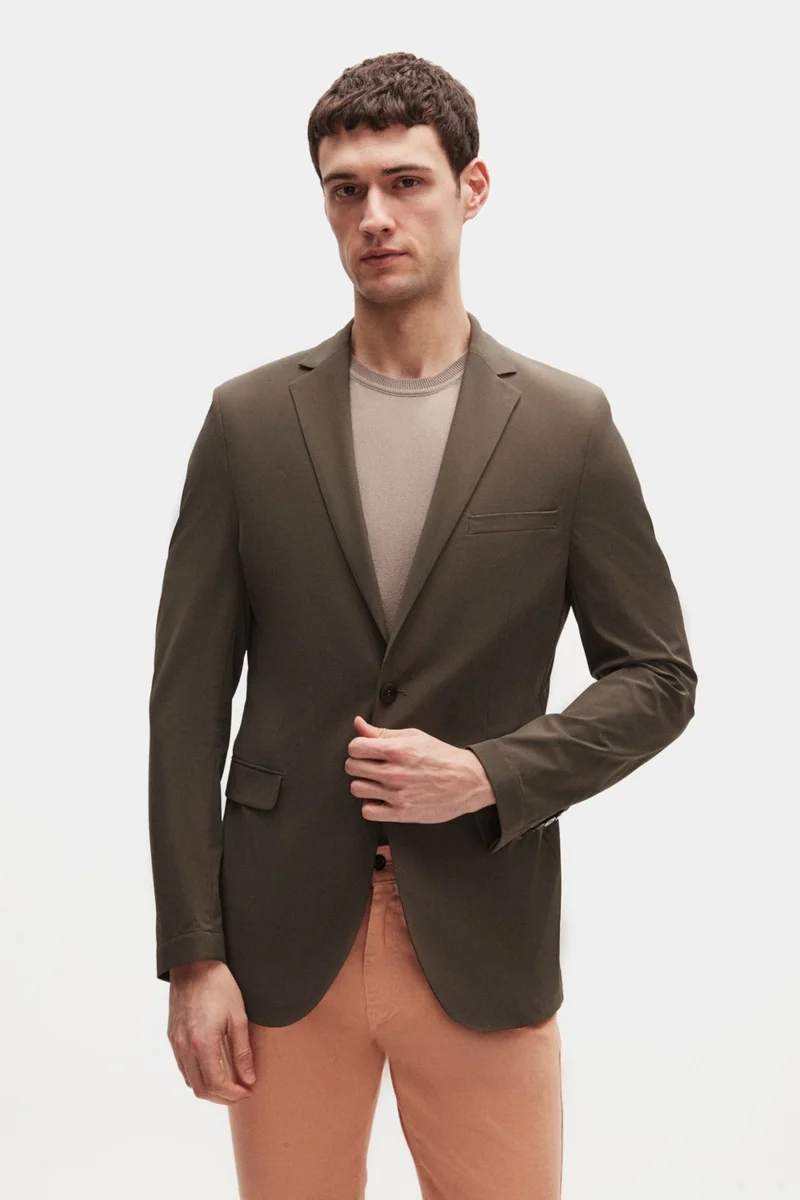 D'S DAMAT Ds Damat Slim Fit Khaki Striped Fabric Jacket