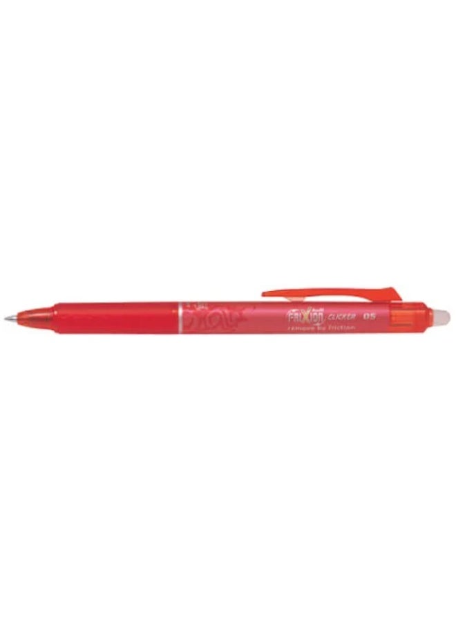 Pilot Frixion Clicker Roller Ball Pen, 0.5 mm Tip Size, Red