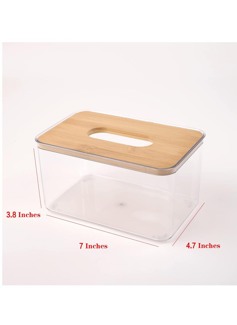 Decorhills Tissue Box Cover for Disposable Paper Facial Tissues, Plastic Rectangular Tissue Box Holder with Bamboo Lid for Storage on Bathroom Vanity, Countertop, Bedroom Dresser, Night Stand, Desk  - Image 3