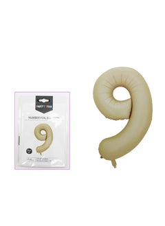 PARTY FUN Foil Number Balloon - No. 9: Elegance for Birthday, Anniversary, and Special Celebrations 32 Inch Oat Color  - Image 2