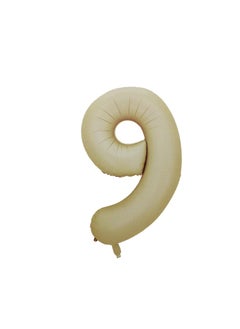 PARTY FUN Foil Number Balloon - No. 9: Elegance for Birthday, Anniversary, and Special Celebrations 32 Inch Oat Color  - Image 1