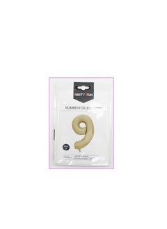 PARTY FUN Foil Number Balloon - No. 9: Elegance for Birthday, Anniversary, and Special Celebrations 32 Inch Oat Color  - Image 3