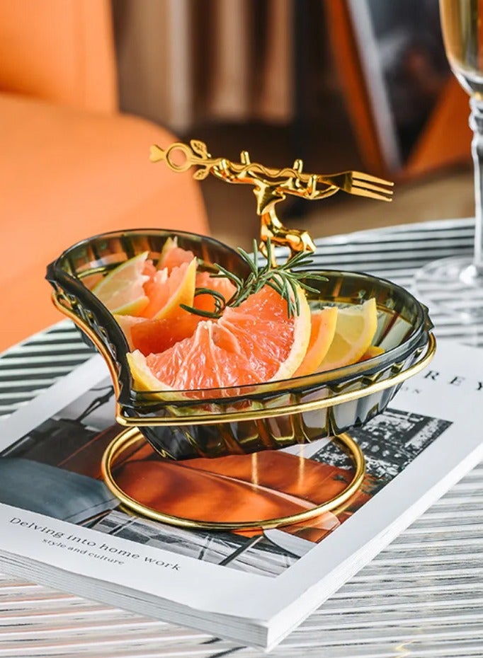 DubaiGallery Heart-Shaped Cookie & Nut Serving Plate with Gold Metal Base, for Fruit & Snack,Candy Plate Dish, Food Tray Container for Table Decor, Home Decor - Image 2