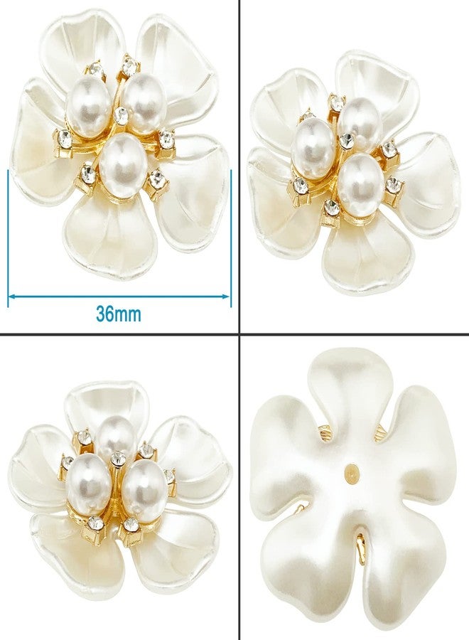 BETITETO 20Pcs Pearl Rhinestone Embellishments Flower Flatback Buttons Rhinestone Charms for Shoe Decoration Jewelry Making Clothes Brooch Wristband and Wedding Bouquet DIY - Image 5