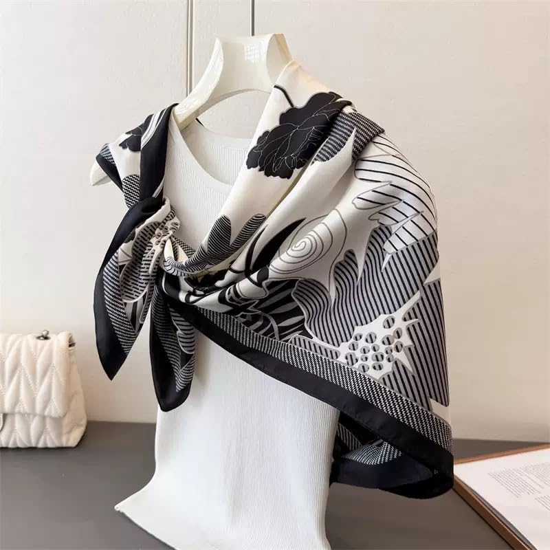 Julunar Silk Like Head Scarf for Women - Satin Large Hair Scarves - 35" Square Silk Hair Wrap for Sleeping with Gift Packed - Image 2