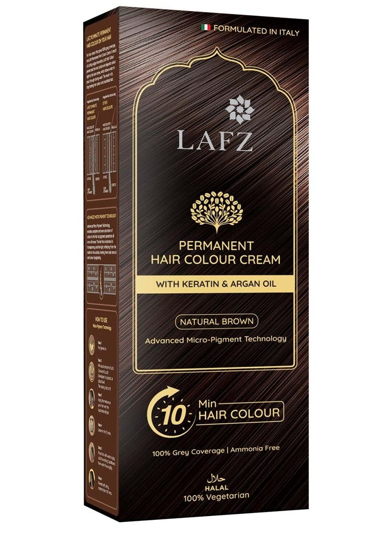LAFZ - LAFZ Natural Brown 10 min Halal hair color, 100% Grey Coverage, No Ammonia & Water Permeable, Enriched With Argan Oil & Coffee, For Long-Lasting Color And Nourishes Hair From Root To Tip, 40ml - Image 1