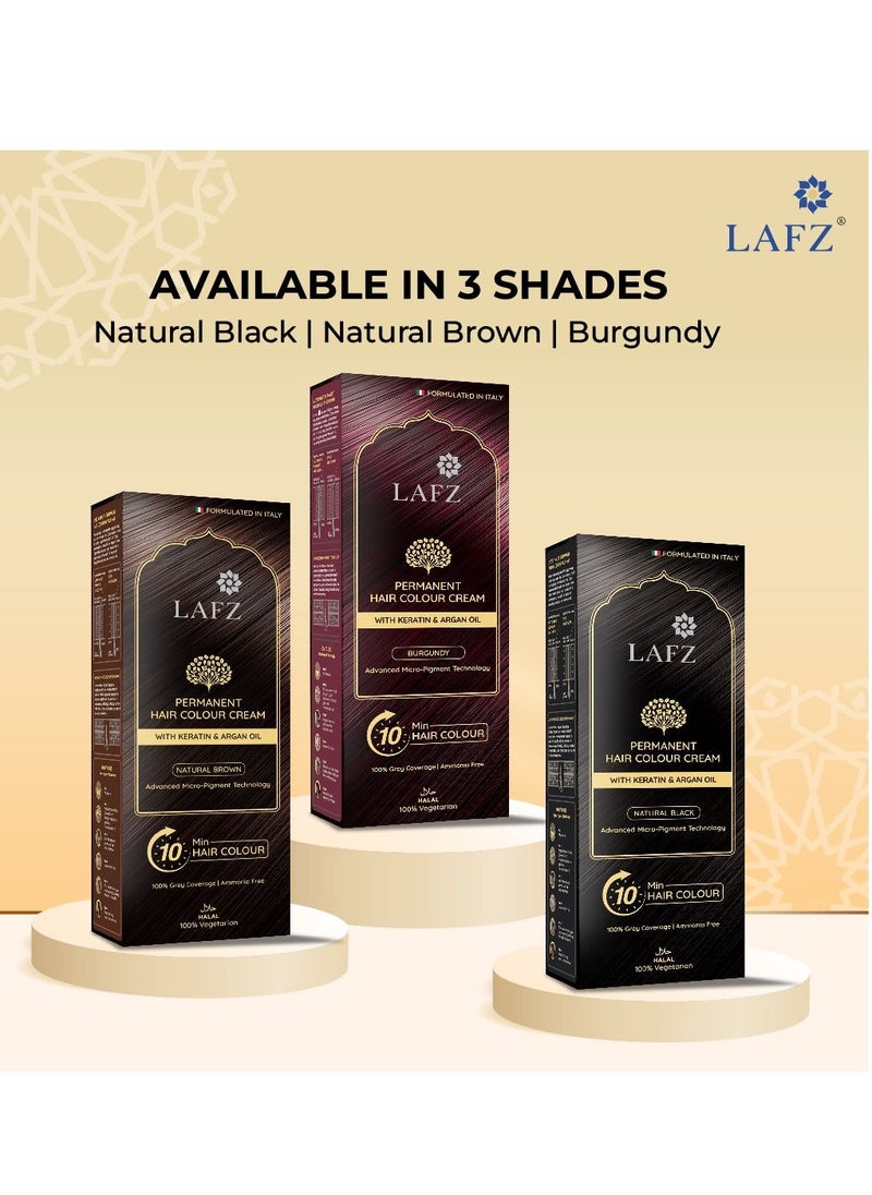 LAFZ - LAFZ Natural Brown 10 min Halal hair color, 100% Grey Coverage, No Ammonia & Water Permeable, Enriched With Argan Oil & Coffee, For Long-Lasting Color And Nourishes Hair From Root To Tip, 40ml - Image 1