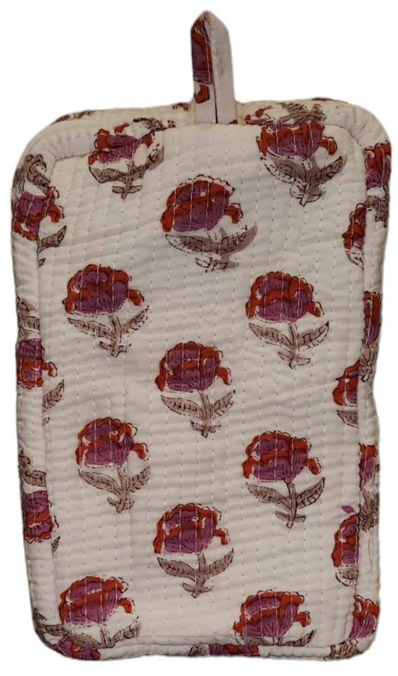 Eddika Hand Block Printed Quilted Cotton Multipurpose Extra Large Cosmetic Bags for Storage Travel Kit Makeup PouchesToiletry Bag lbh 95585inches eeltpcb03 - Image 2
