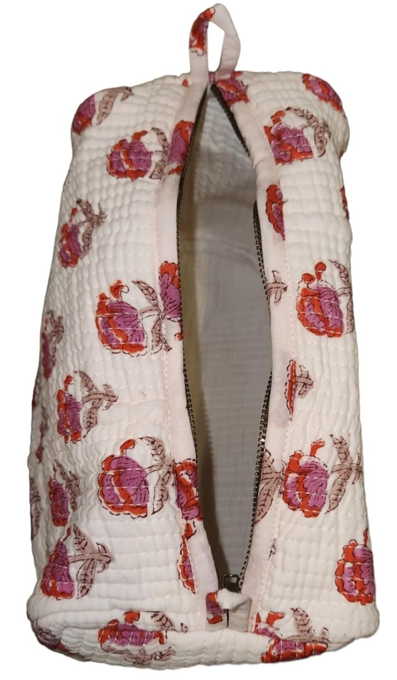 Eddika Hand Block Printed Quilted Cotton Multipurpose Extra Large Cosmetic Bags for Storage Travel Kit Makeup PouchesToiletry Bag lbh 95585inches eeltpcb03 - Image 5