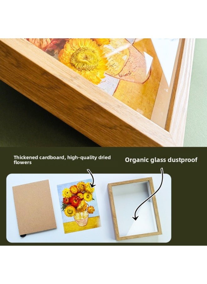 Hollow Photo Frame Eternal Flower Dried Flower DIY Material Package Parent-Child Activity Thanksgiving Creative Handmade Gift Table Set-Color:Flower Pot + Spring Color [hollow Photo Frame Material Package]-170*220*45