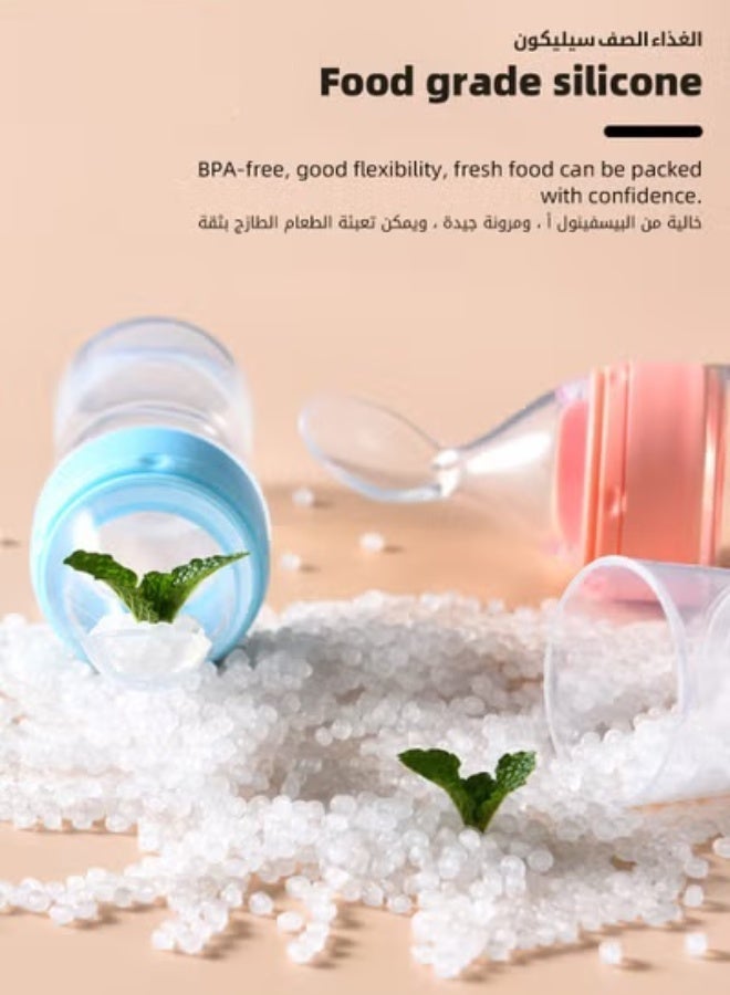 DOOKOO 3 Pieces Baby Food Feeder, Silicone Baby Feeding Spoon with Standing Base for Infants Dispensing and Feeding, Squeeze Feeding Spoons for Boys Girl Kids, Self Feeding Bottle Spoon, BPA Free - Image 3