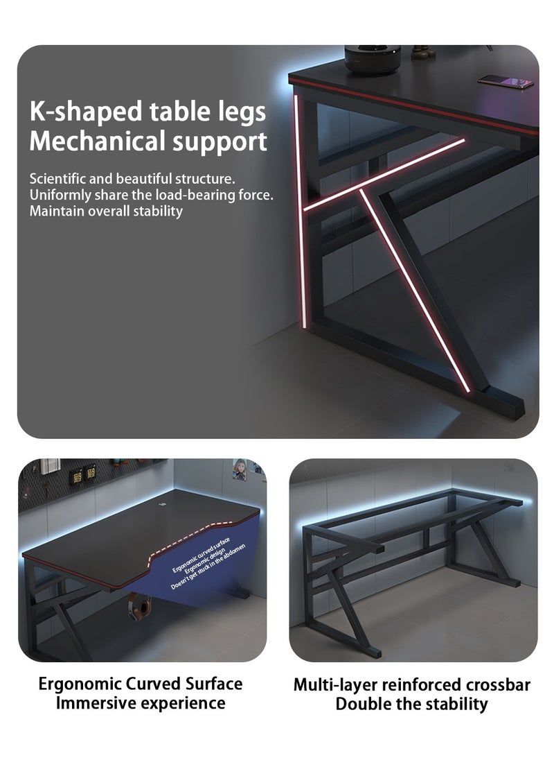 Sinyin Computer Table, K-Shaped Table Leg Design Game Table, E-Sports Table, Office Desk, Suitable For Living Room, Bedroom, Office 120x74x60cm  - Image 3