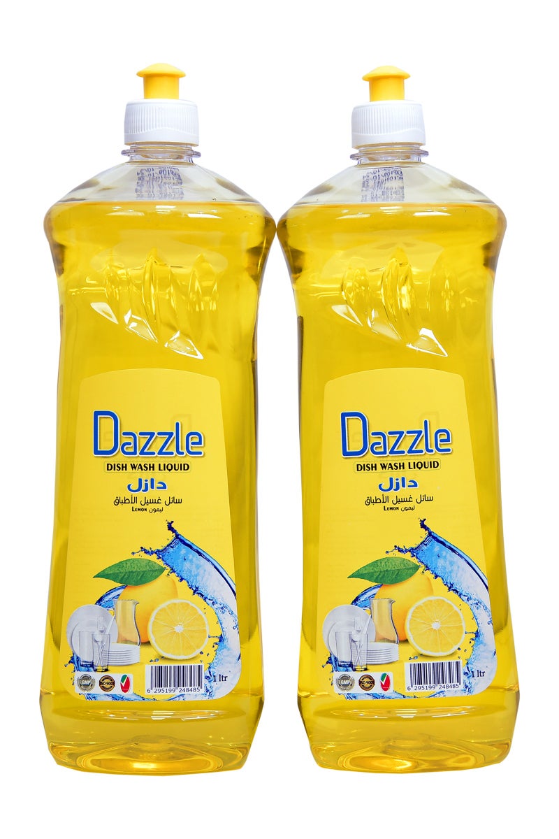 دازل عرض العبوة (عبوة من قطعتين سعة 1 لتر): سائل غسيل الأطباق دازل بالليمون