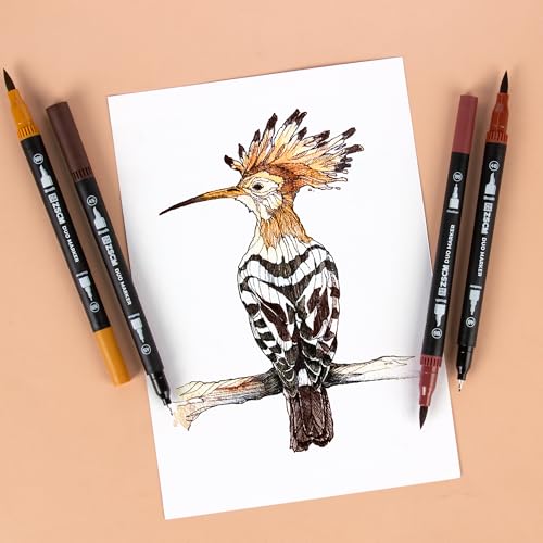 ZSCM Brown Duo Tip Marker Pens, 12 Pack Fine & Brush Markers for Adult Coloring Books No Bleeding, Earth Brown Markers for Wood Texture, Animal Fur, Vintage Effects and Antique Coloring - Image 4