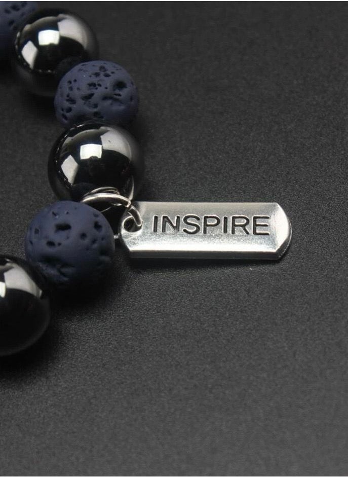 Mixed Natural Stone Lava And Hematite Bracelet