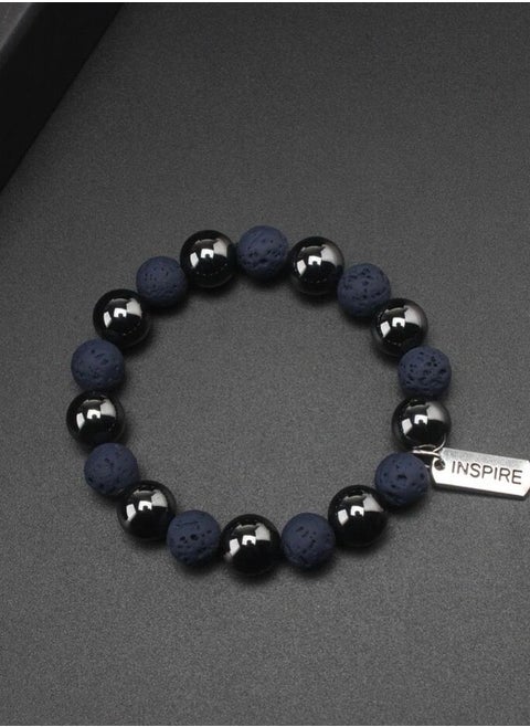 Mixed Natural Stone Lava And Hematite Bracelet