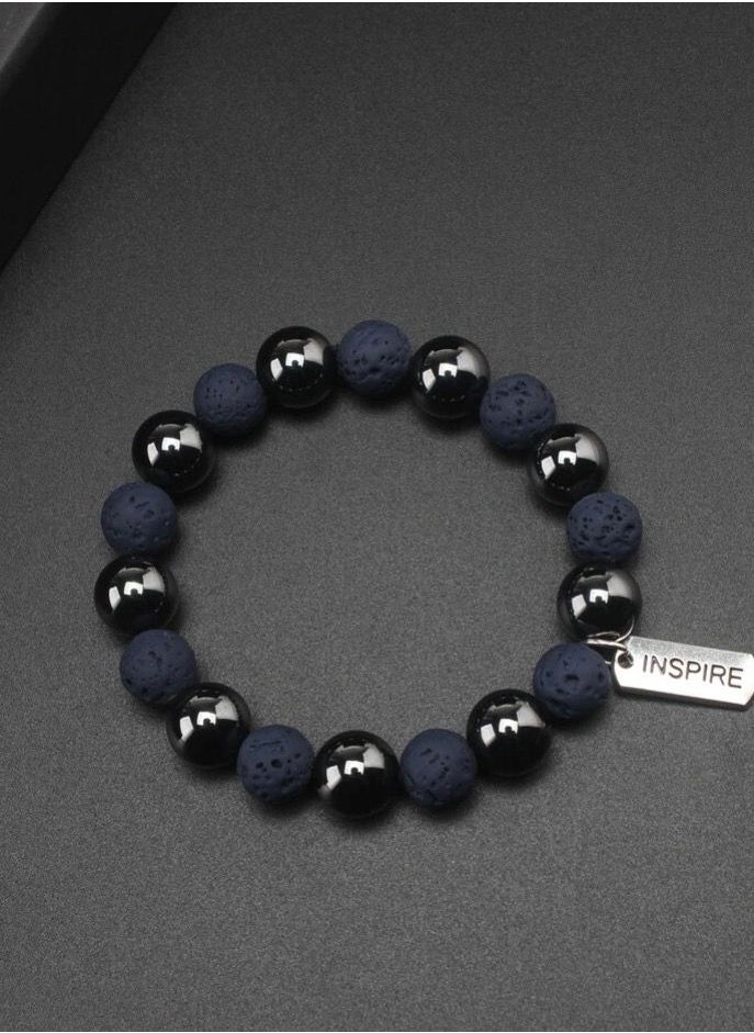 Mixed Natural Stone Lava And Hematite Bracelet